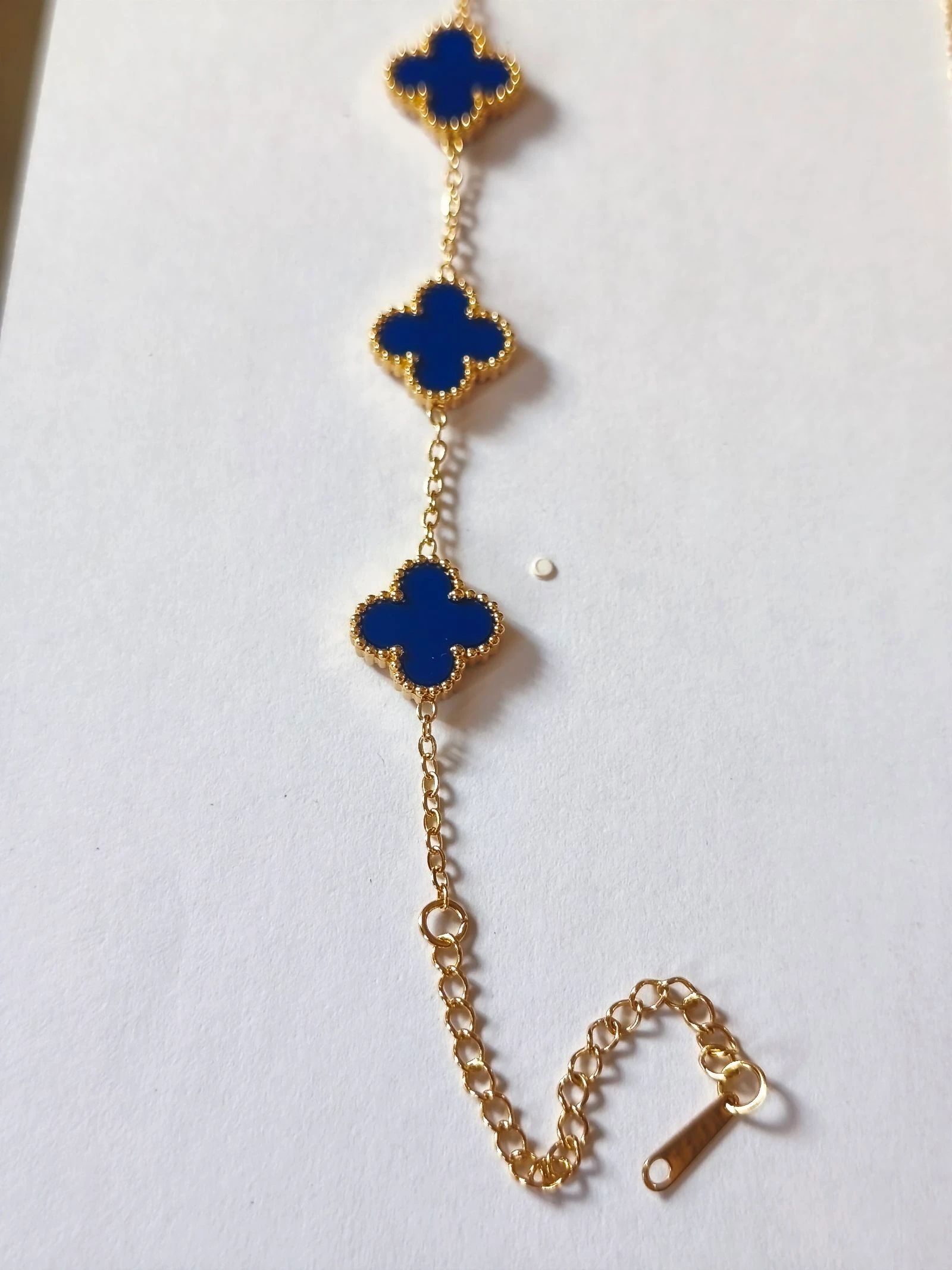 Set van trebol blauw met halsketting, armband en oorbellen met stalen ketting – photo 8